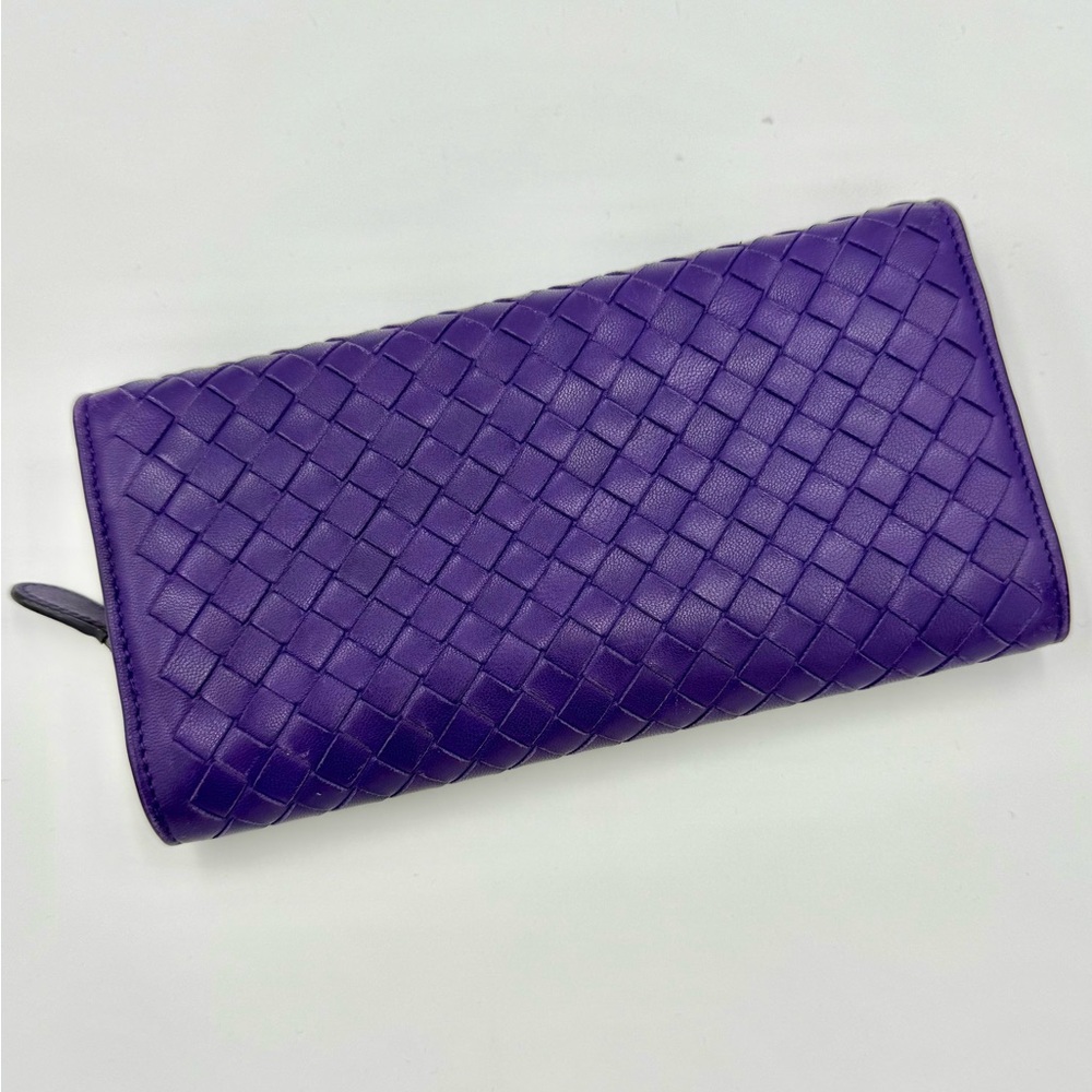 Bottega Veneta Intrecciato Long Wallet in Jewel Purple